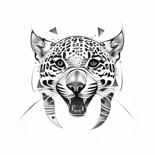 Create A Tattoo Design That Represents The Power And Elegance Of A Jaguar At A Music Festival
