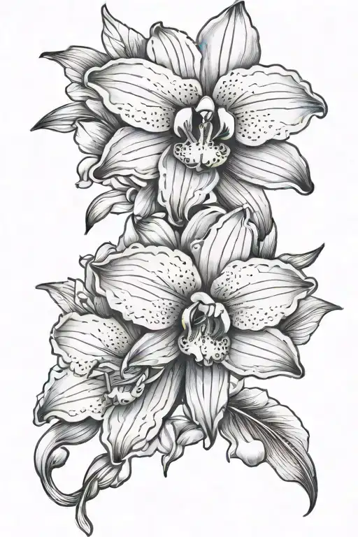 Lily And Orchid Type Flowers Together