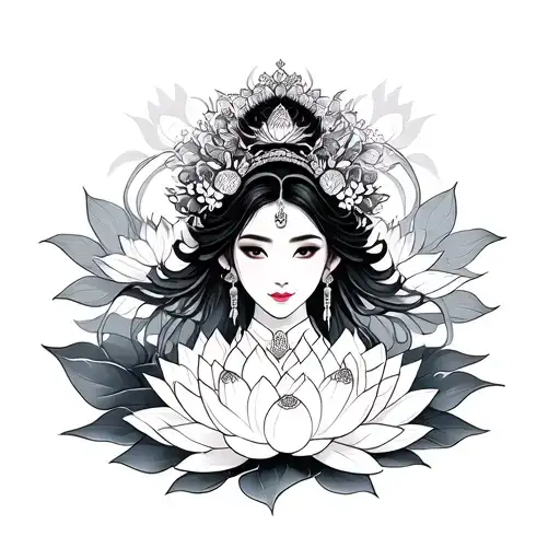Vietnamese Princess Surrounded With Lotus