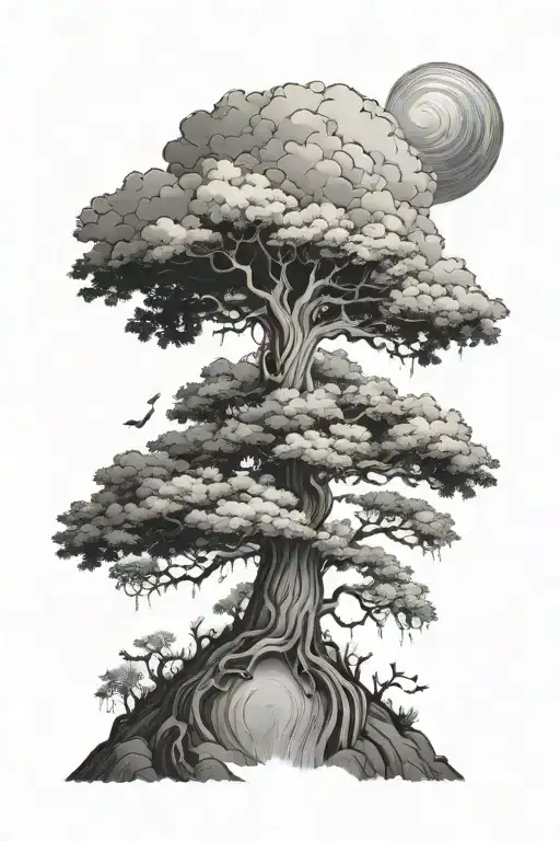 Enchanted Tree With Storm Clouds At The Top