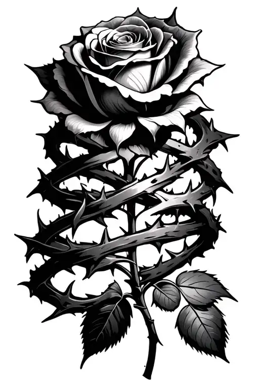 A Withered Rose Intertwined With Thorns Wrapped Around It