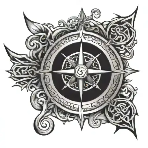 Celtic Compass With Christian Symbols