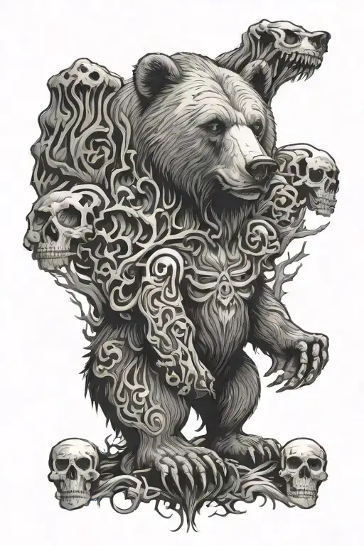 Bear Standing Tall And Skulls