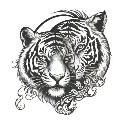 Yin Yang Represented By Tiger Head