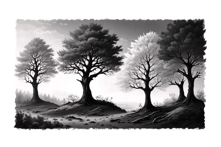 Tree Branch Showing All Four Seasons Changing