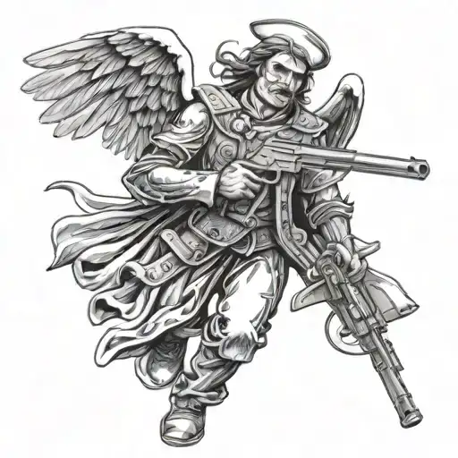 Angel Warrior Shooting A Lever Action Rifle