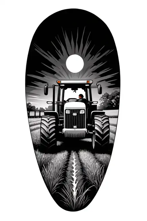 Dairy Farm With A Tractor Driving