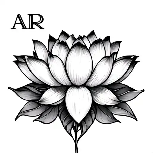 Lotus Flower With Heart Shape And Initial Ar