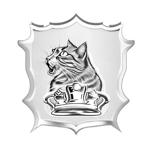 A Police Badge With Chess Board Pattern And Cat Paw Prints