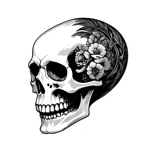 Skull And Technical Pencil Side By Side