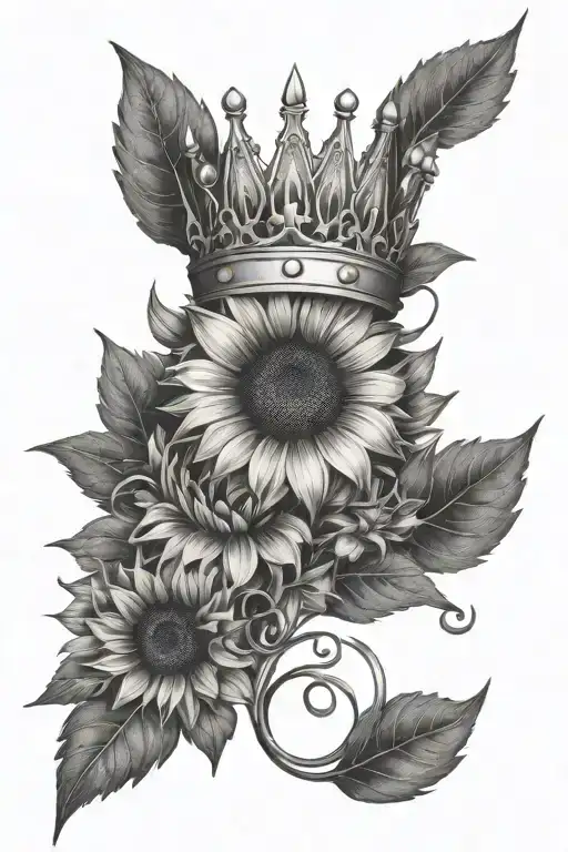 Sandra Spelt Out And A Sunflower And Crown Around It