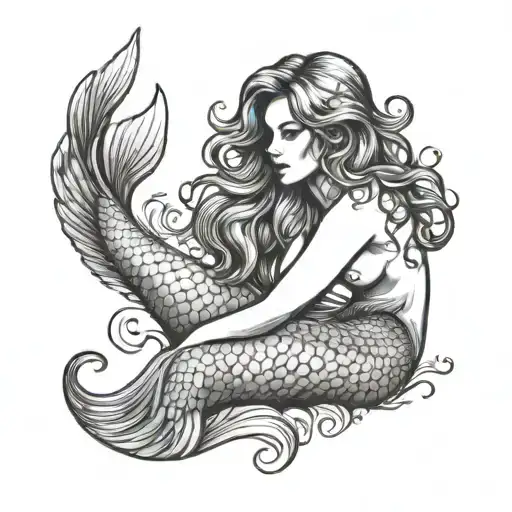 Marble Mermaid Sitting