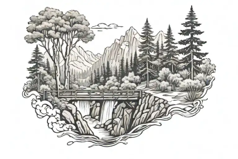 Trail Running Waterfall Trees Fence Bridge