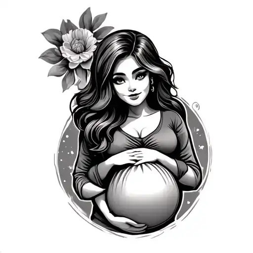 Pregnant Woman With Cartoon Face