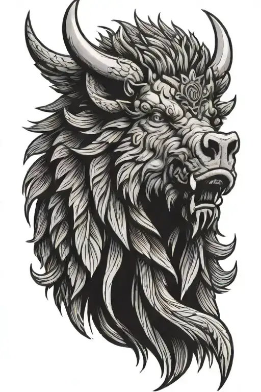 Crowned Boar Face And Wings
