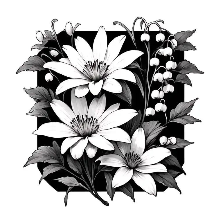 Aster And Lily Of The Valley Entwined Together