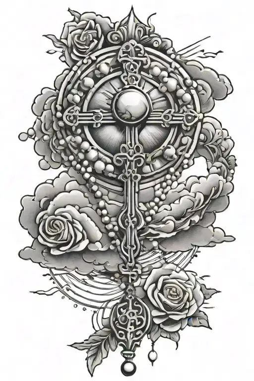 Rosary Going Through Clouds With Sun Rise