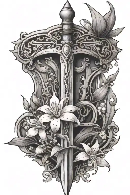Vertrical Sword With A Lily Of The Valley