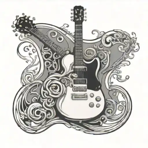 Eigth Note Guitar Merging Together Symbolizing