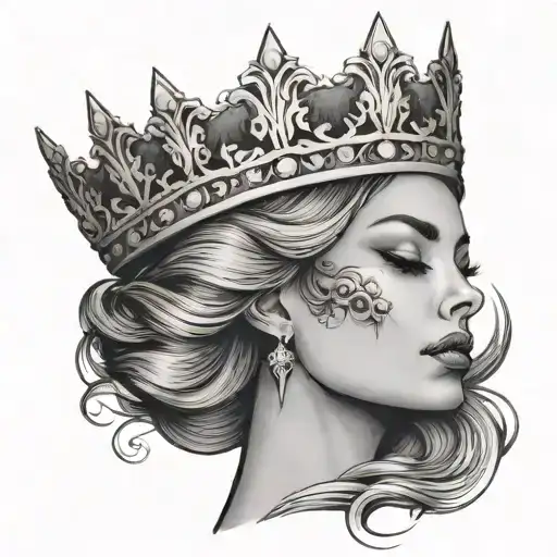 Elegant Female Face With Crown