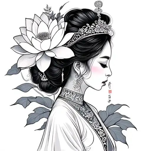 Vietnamese Princess With Lotus Flower