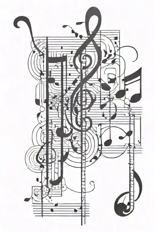 A Training Montage Featuring Music Notes And Symbols Intertwined With Geometric Patterns