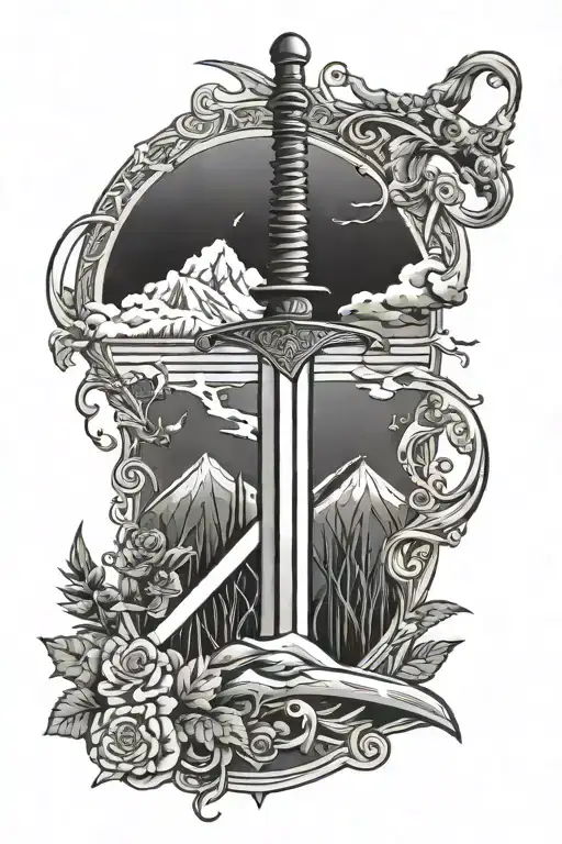 Sword And Nature Scene