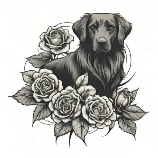 Duck Toller Dog Paw With Roses