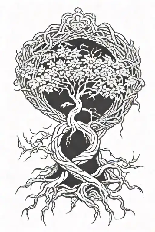 Weeping Willow Tree With Claddagh Intertwined In Roots