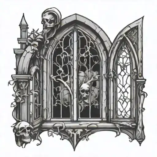Gothic Window With Grim Reapper