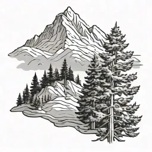 Pine Tree With A Flat Mountain Behind It