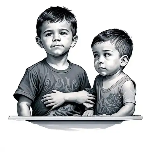 Little Boy Inside A Man Standing