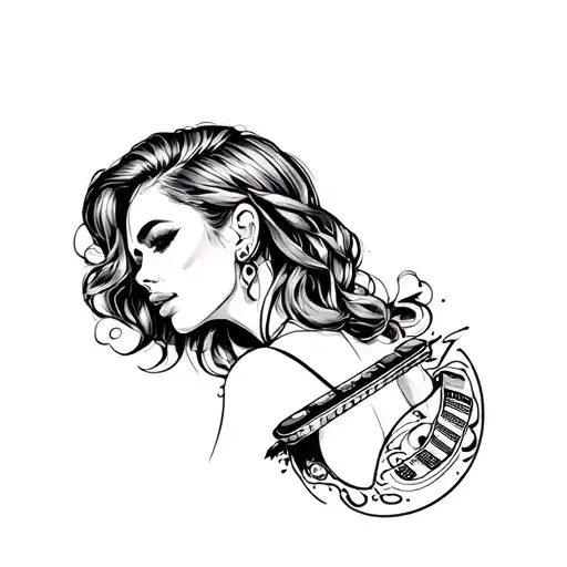 Feminine Dj Tattoo Line Work