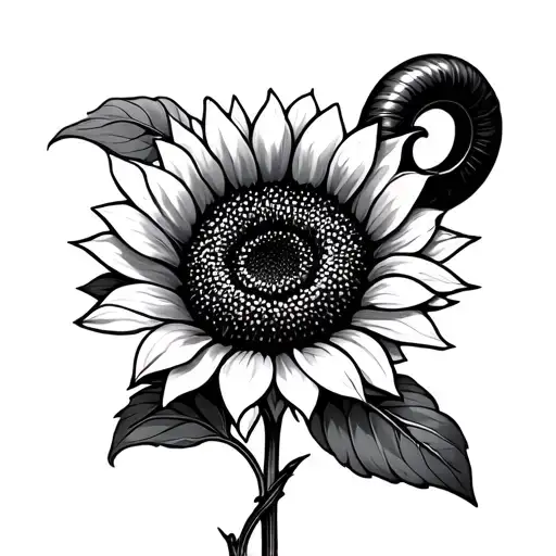 Sunflower With Aries As Stem