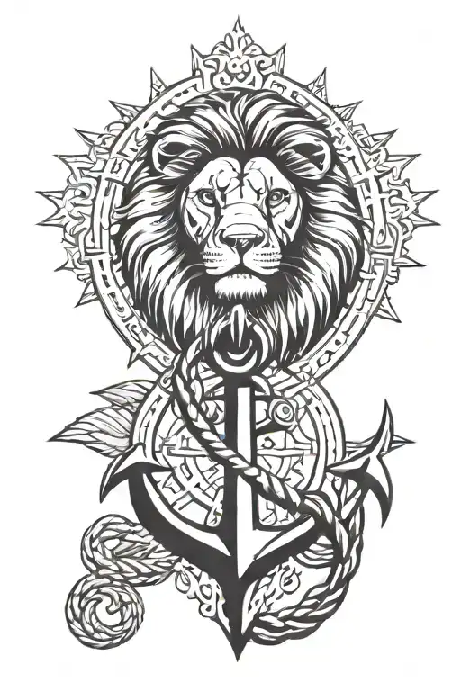 Leo Star Sign With A Anchor Design And A Lion