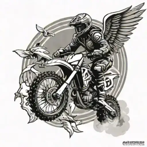 Memorial Tattoo Motorcross Rider With Angel Wings