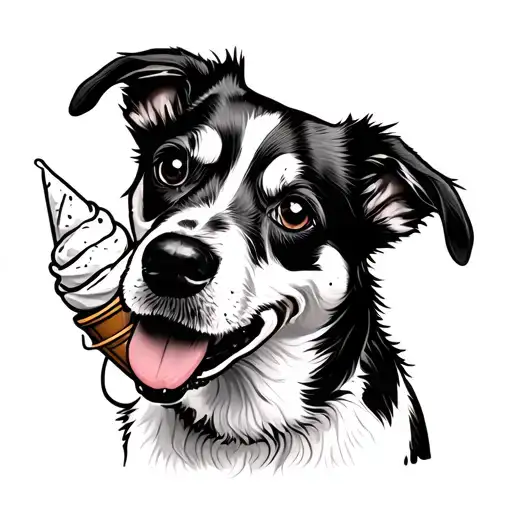A Dog Who Is Eating Ice Cream