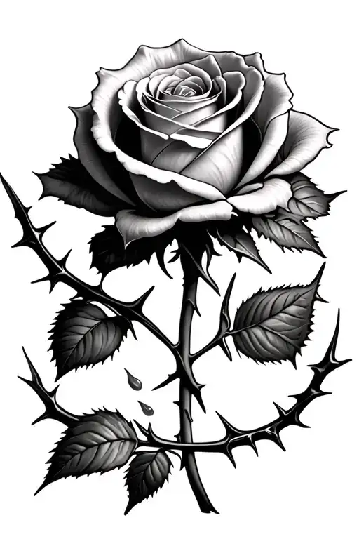 A Withered Rose With Petals Falling Off Intertwined With Thorns Wrapped Around It
