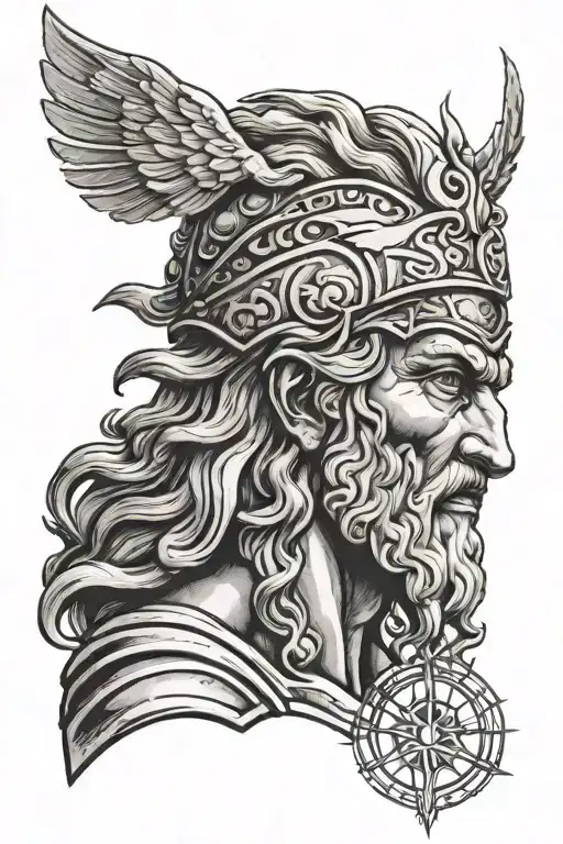 Zeus Face With Rays In The Background