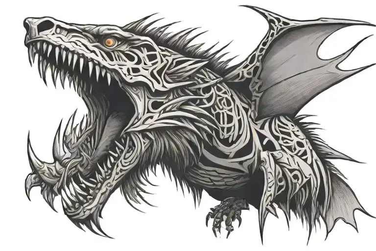 Straight Line Tattoo Design For Tracking His Prey