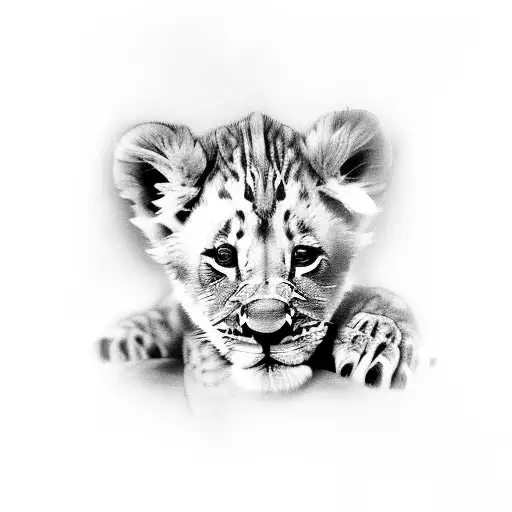 3 Baby Lion Cubs On Top Of Each Other