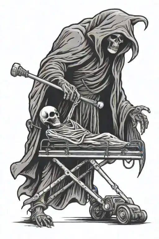 Grim Reaper Holding Ambulance