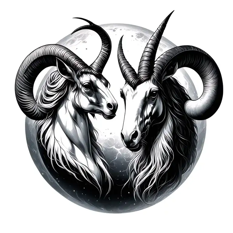 Zodiac Astrological Sign Virgo And Capricorn In A Fading Sphere Background