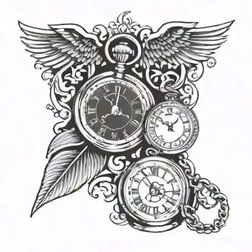 Pocket Watch Tattoo With Roman Numeral Date Underneath