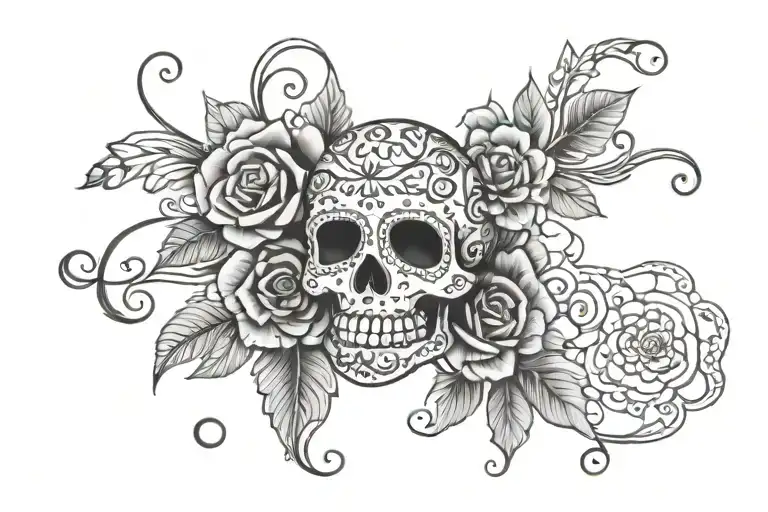 Sugar Skull Flowers Lace Like Patterns