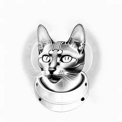 Oriental Cat Wearing Spartan Helmet