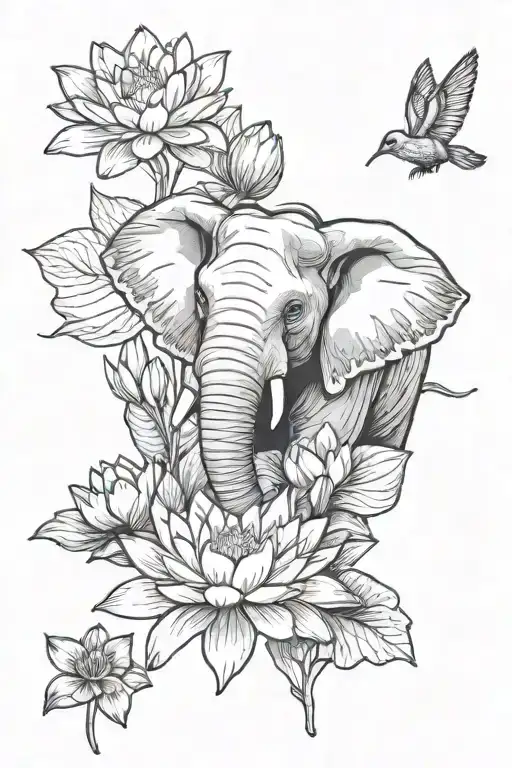 Waterlily And Elephant Head Surrounded