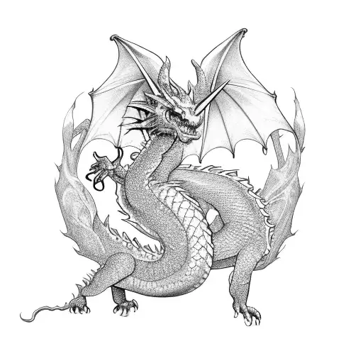 Illustrate A Dragon Intertwined With Delicate Flowers And A Favorite Bible Verse