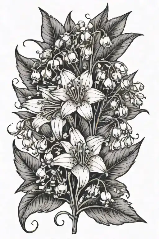 Lily Of The Valley And Dandelions Intertwined