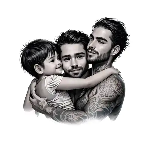 Leon Hugging His 2 Male And Female Children